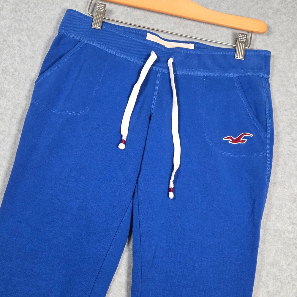 Hollister Capri Jogger Sweatpants Women Small Cobalt Blue Logo Y2K Mcbling Low